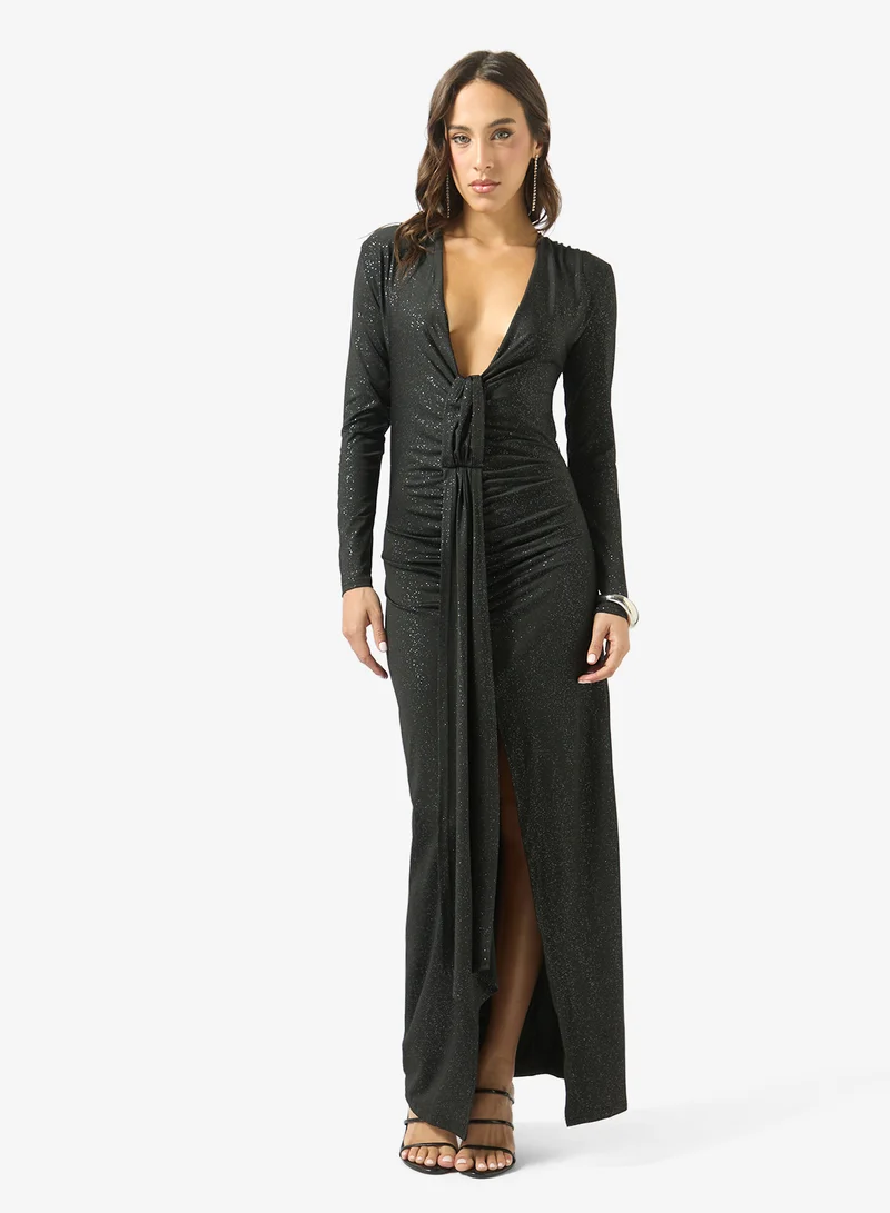 Ginger Plunge Neck Draped Dress