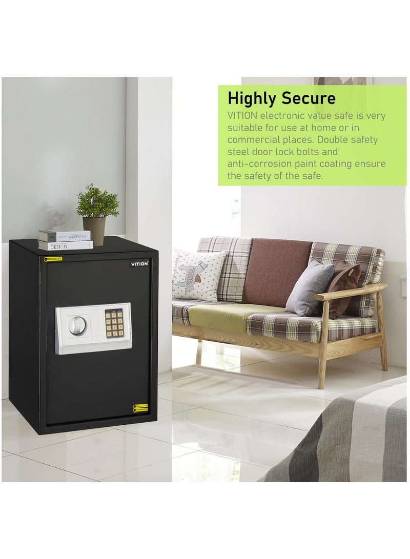 VITION Safe Box with Fireproof Bag, Fire Resistant Large Home Office Steel Security Safe Box with Programmable Digital Keypad Lock, Removable Shelf - Size 50x35x30cm - Image 2
