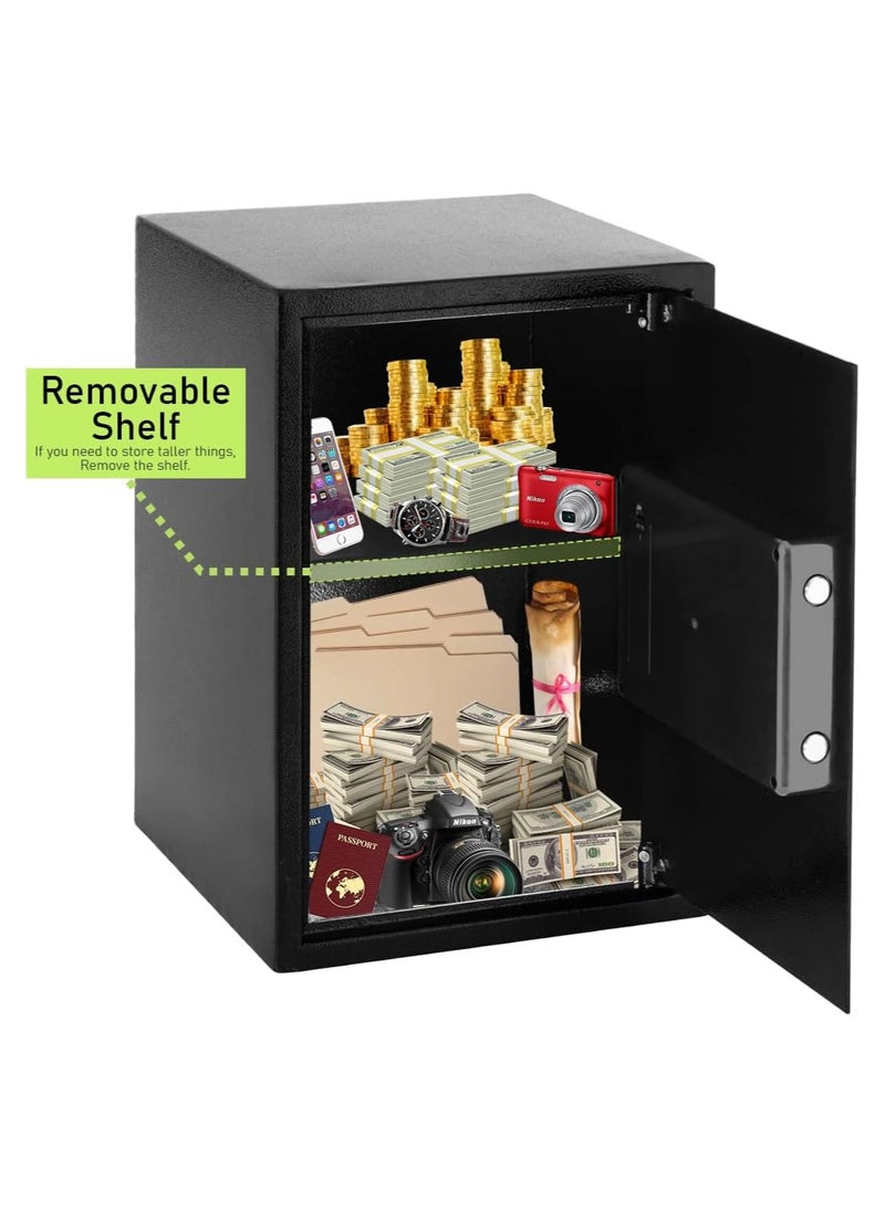 VITION Safe Box with Fireproof Bag, Fire Resistant Large Home Office Steel Security Safe Box with Programmable Digital Keypad Lock, Removable Shelf - Size 50x35x30cm - Image 4