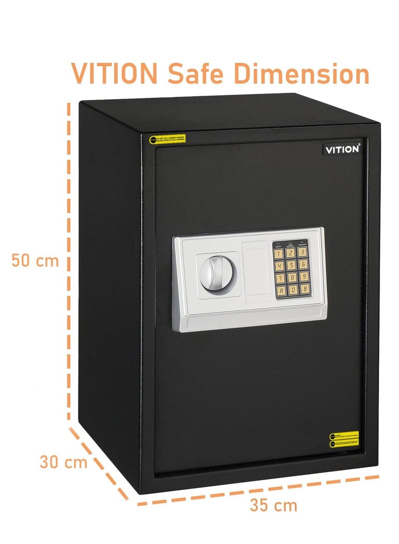 VITION Safe Box with Fireproof Bag, Fire Resistant Large Home Office Steel Security Safe Box with Programmable Digital Keypad Lock, Removable Shelf - Size 50x35x30cm - Image 5