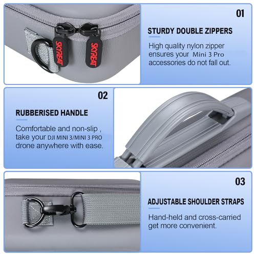 Skyreat Mini 3 / 3 Pro Case RC,Compact Small PU Waterproof Carrying Case with Shoulder for DJI Mini 3/3 Pro Drone and Battery Accessories - Image 3