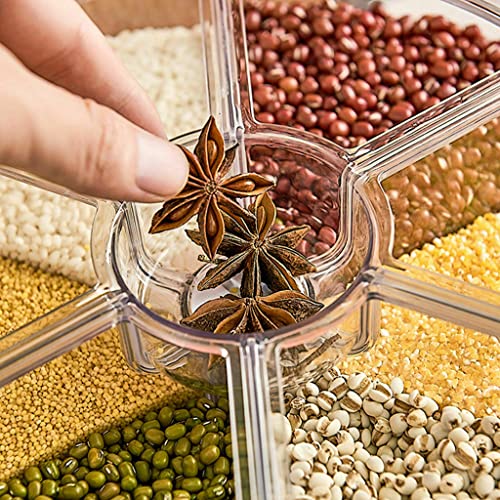 olpad 6-Grid Round Rice Dispenser- Rotating Rice Storage Container, Dry Food Storage Box, Large Food Dispenser 6-Grid Rice Bucket, Blue - Image 3