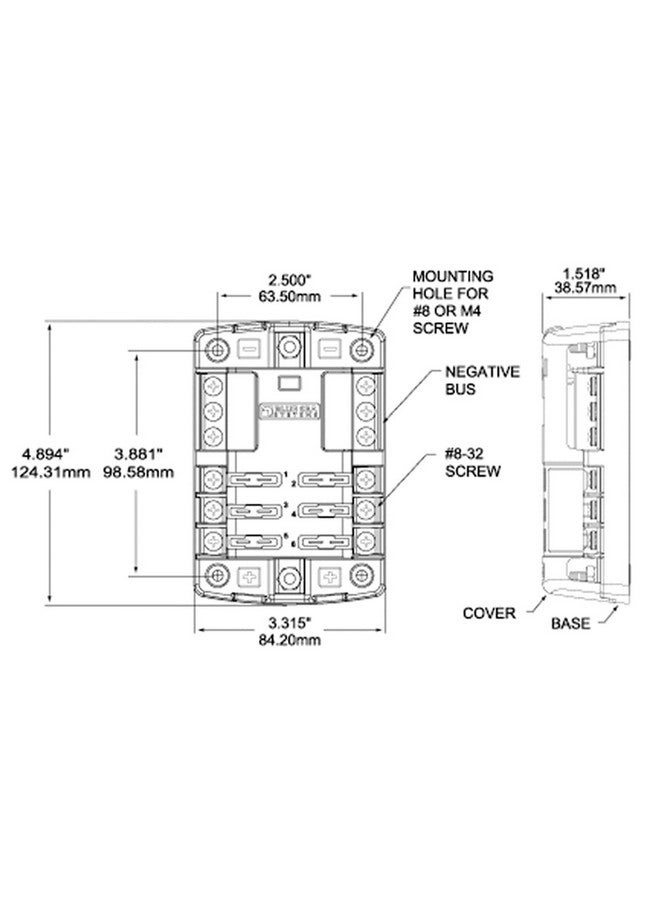 بلو سي سيستمز 5025 ST بليد فيوز بلوك 6 دائرة مع أرضي وغطاء - Image 5