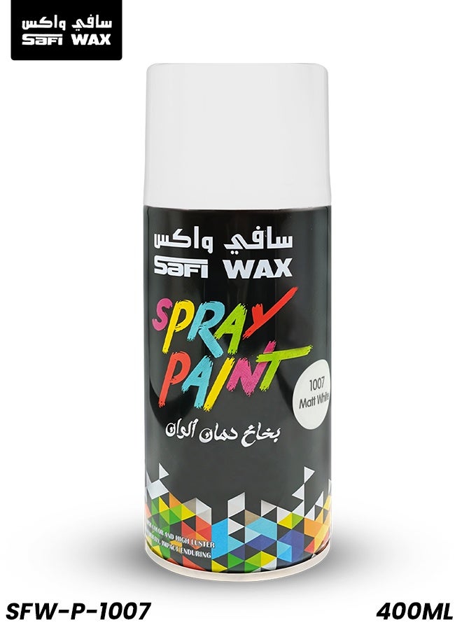 Safi Wax Spray Paint - 400ml Matt White (1007) - Multi-Surface Application for Wood, Canvas, Metal, Walls & Glass - Long-Lasting Color and High Luster Finish - SFW-P-1007-ECO - Image 1