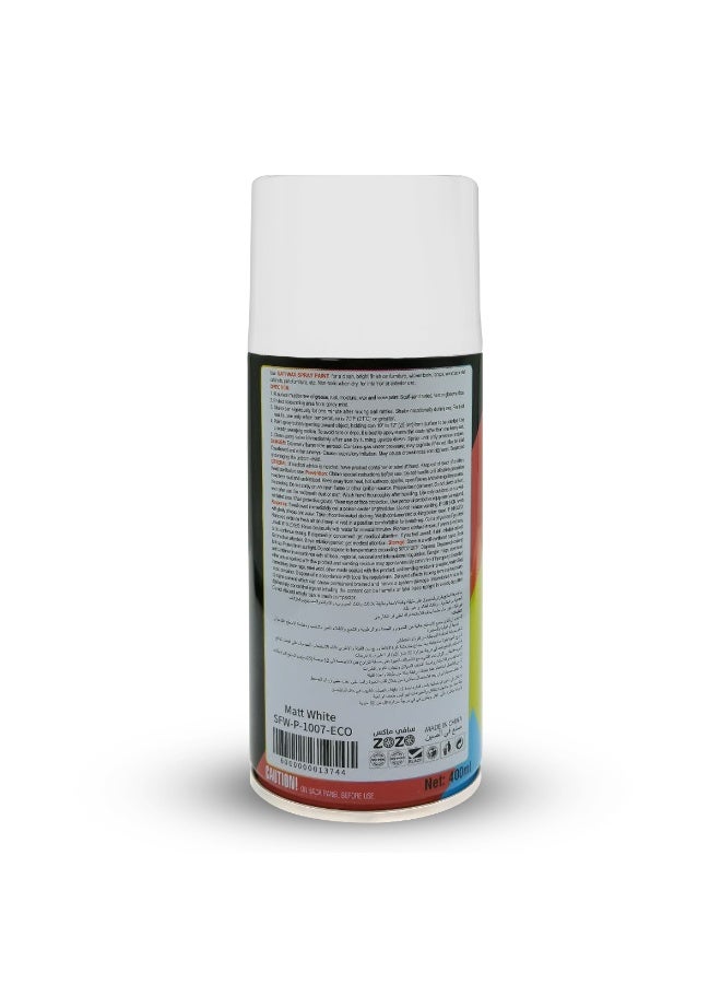 Safi Wax Spray Paint - 400ml Matt White (1007) - Multi-Surface Application for Wood, Canvas, Metal, Walls & Glass - Long-Lasting Color and High Luster Finish - SFW-P-1007-ECO - Image 4