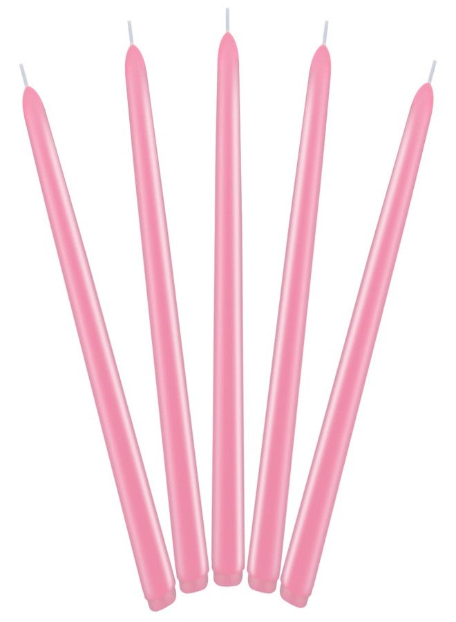 COSIKO Set of 5 Unscented Pink Pastel Taper Candles, Skinny 10 Inch Tall Solid Colored Wax Tapered Candlesticks for Table Wedding Party Centerpiece Valentine's Day - Image 1