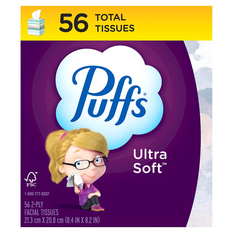 Puffs Ultra Soft Facial Tissues, 1 Cube, 56 Facial Tissues Per Box - Image 1
