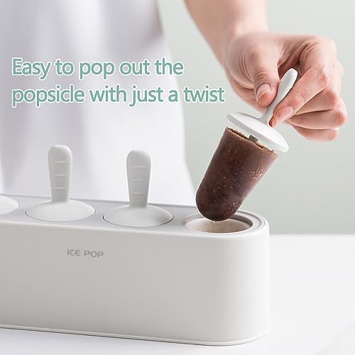 WYOK Popsicle Mold Set 4 Pieces Homemade Silicone Popsicle Maker Easy Release Ice Cream Molds Reusable DIY Pop Molds (Green, IcyClassic Pops) - Image 4