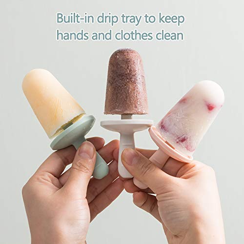 WYOK Popsicle Mold Set 4 Pieces Homemade Silicone Popsicle Maker Easy Release Ice Cream Molds Reusable DIY Pop Molds (Green, IcyClassic Pops) - Image 3
