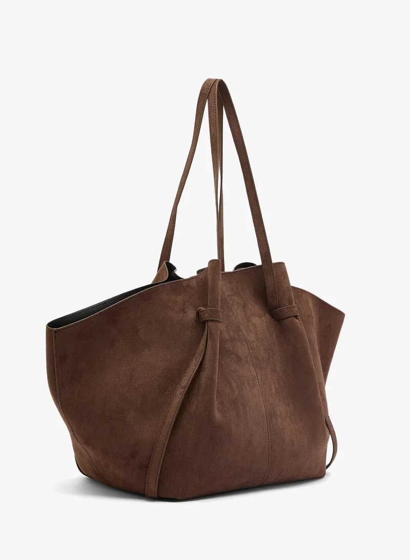 Glamorous DARK BROWN Faux Suede Structured Tote for Women | Best Price UAE