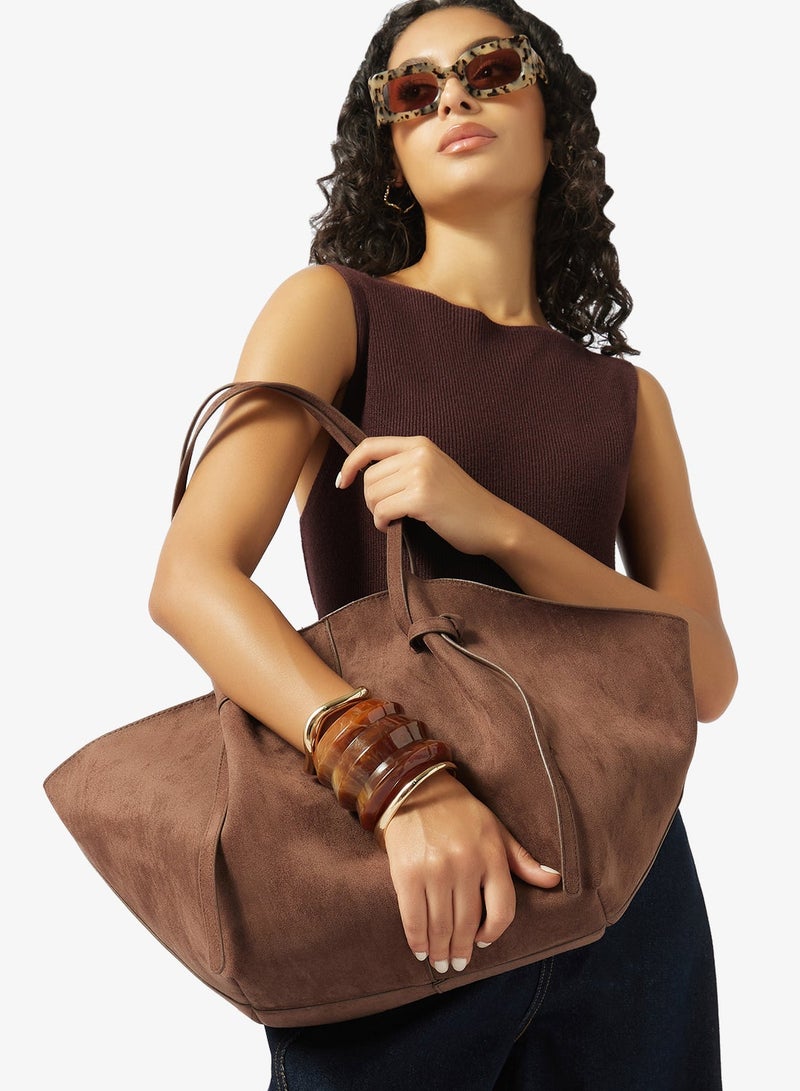 GLAMOROUS Faux Suede Structured Tote - Image 1