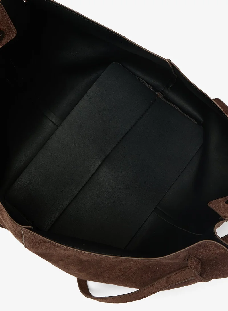 Glamorous DARK BROWN Faux Suede Structured Tote for Women | Best Price UAE