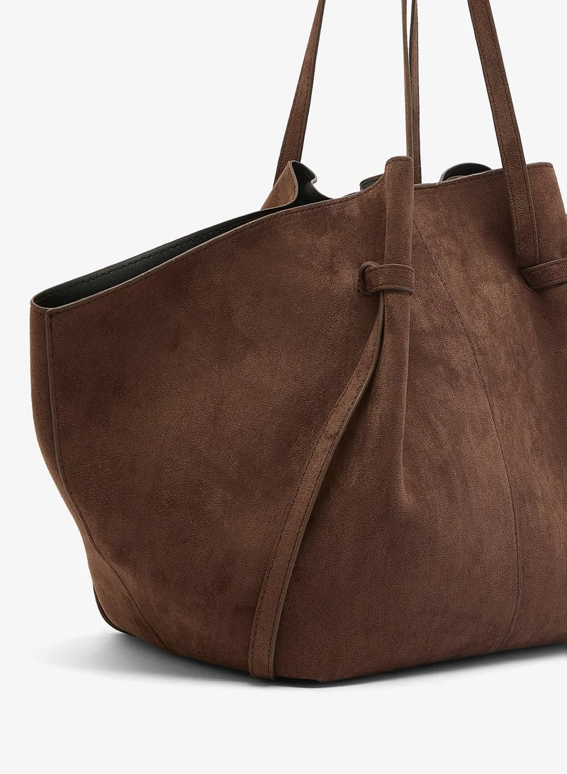 Glamorous DARK BROWN Faux Suede Structured Tote for Women | Best Price UAE