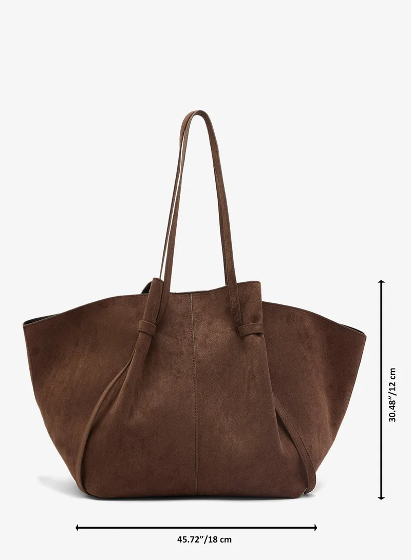 Glamorous DARK BROWN Faux Suede Structured Tote for Women | Best Price UAE