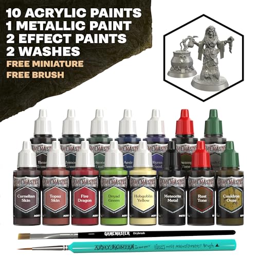 The Army Painter, GameMaster: Adventure Starter Role-playing Paint Set Combo, 15 x 18ml Warpaints Fanatic Acrylic paints, incl. a Brush-On Primer, 5 FREE Miniatures & 2 Brushes - For Warhammer & Dnd (Wildernes Adventures Paint Set) - Image 5