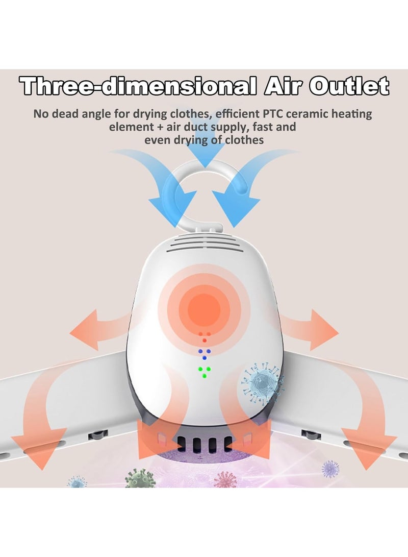 general Portable travel dryer, electric mini dryer with shoe dry tube, foldable heating rack, quiet motor, compact multi-functional dryer suitable for apartments and RVS, white - Image 3