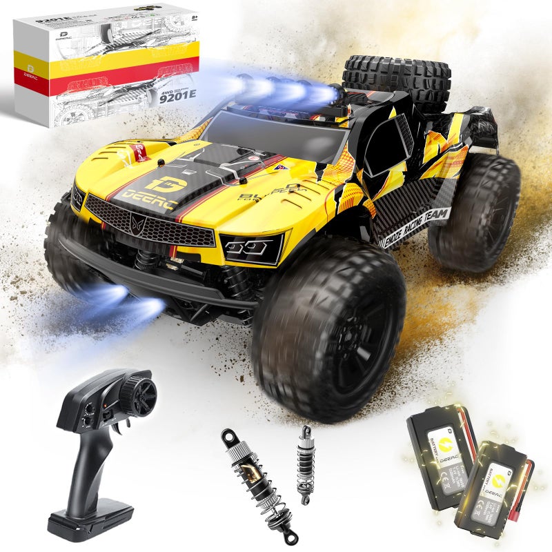DEERC 9201E 110 Large Remote Control Truck with Lights Fast Short Course RC Car 48 kmh 4x4 OffRoad Hobby Grade Toy Monster Crawler Electric Vehicle with 2 Rechargeable Batteries for Adult Kid Boy - Image 2