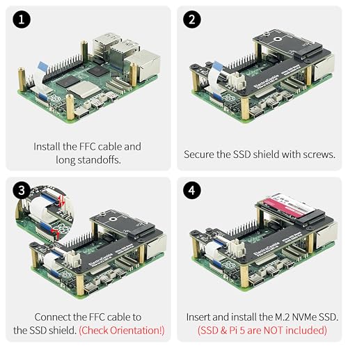 ElectroCookie PCIe to M.2 NVMe SSD HAT Board for Raspberry Pi 5 – Supports Key-M 2230 & 2242 SSD Sizes (ECR5_SSDS) - Image 4