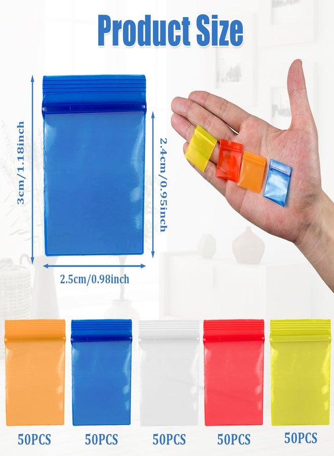 SNIRFAQM 250pcs 1"x1" 4 Mil Mini Plastic Pouches Colored Clear Thick Poly Baggies All Purpose Resealable Storage Bags with Zip Top Lock for Jewelry Candy Beads Bolts Pills Powders - Image 2