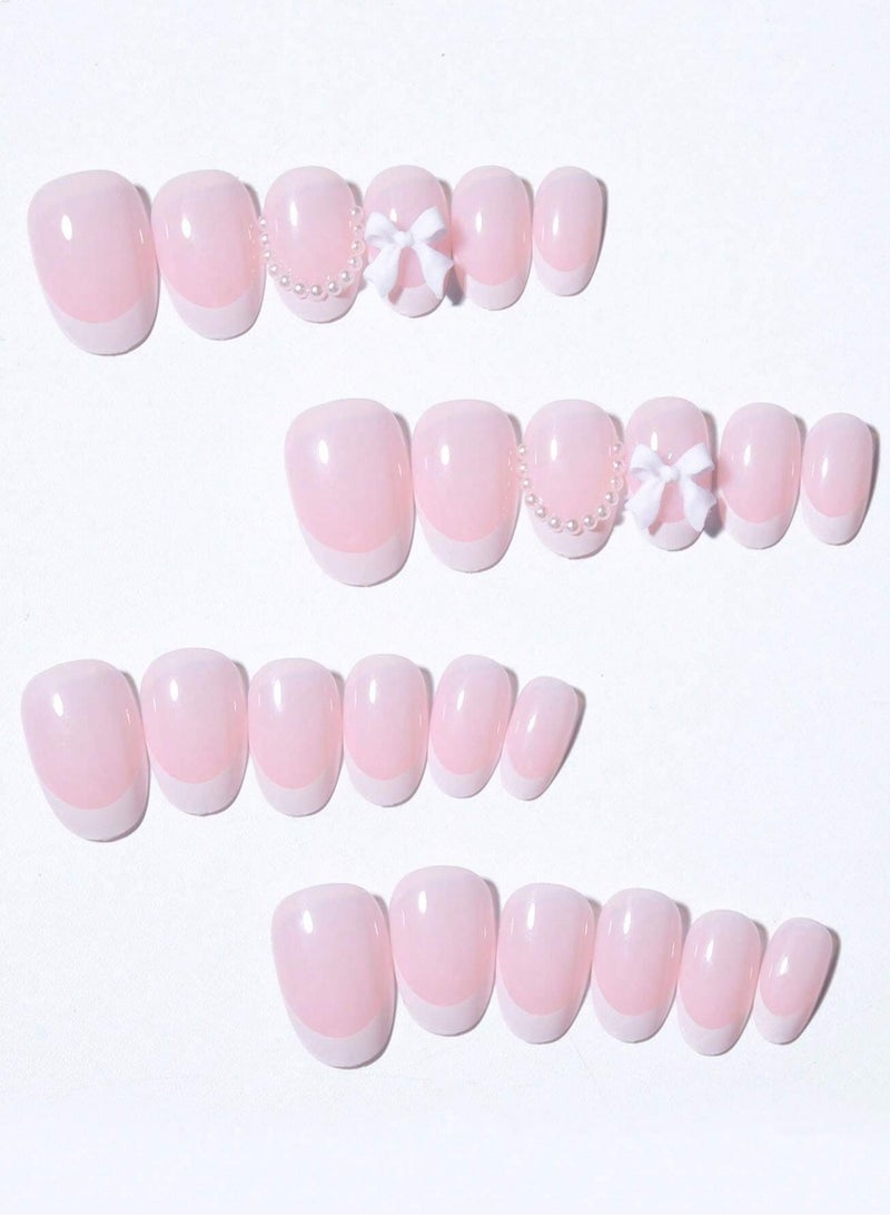 اظافر تركيب فرنسيه مزيفه بشكل لوزي تحتوي العلبه على 24 ظفر مع مبرد اظافر و صمغ - Image 2