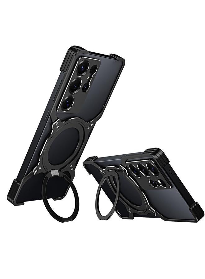 اس-توب جراب معدني لهاتف Samsung Galaxy S25 Ultra 5G مزود بذراع ميكانيكي بدون حواف وحامل MagSafe - Image 1