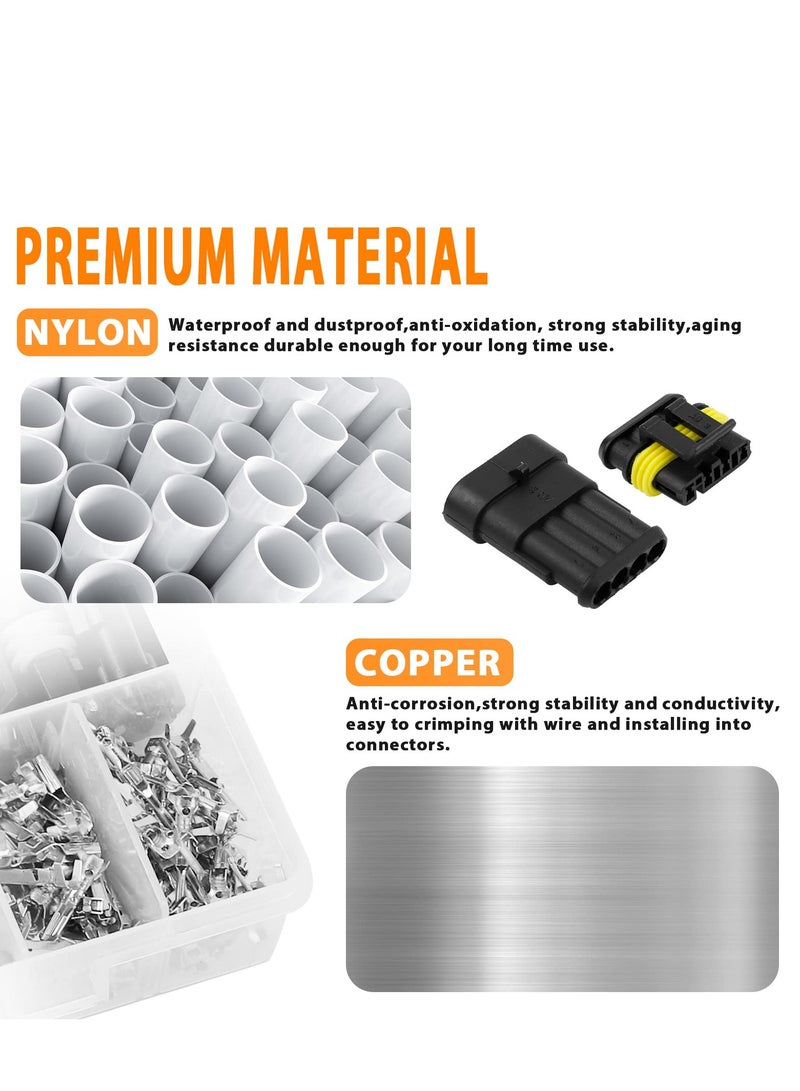 Loquat 352 Pcs Waterproof Electrical Connectors Kit for Automotive and Motorcycle, Includes 1-4 Pin Truck Harness Plugs and Car Spark Plug Connectors for Cars and Trucks. - Image 2