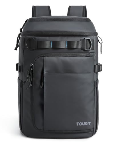 TOURIT 38 Cans Backpack Cooler Leak Proof Waterproof 2 Insulated Compartments Soft Cooler Bag Beach Travel Camping Picnic Black - Image 1
