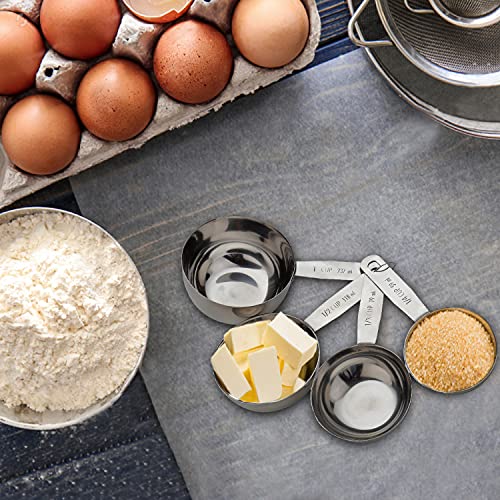 Steren Impex | Stainless Steel Measuring Cup, Round Shaped, Set of 4 (1/4, 1/3, 1/2 & 1 Cup) Matt Finish - Image 5