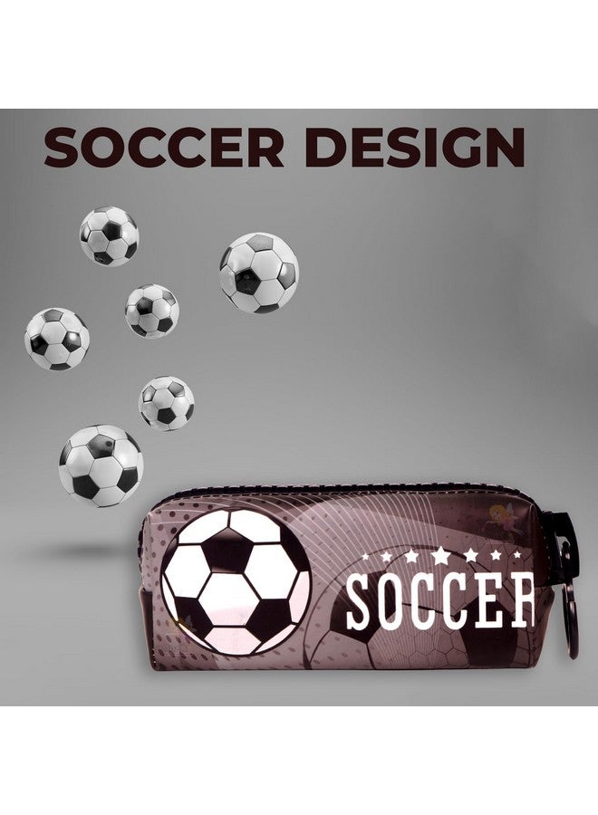 ويش كي حقيبة أقلام رصاص WISHKEY بتصميم كرة القدم للأطفال، صندوق أقلام رصاص أنيق بسحاب لتخزين أدوات القرطاسية، حقيبة تنظيم أدوات مكتبية كبيرة السعة لطلاب المدارس، (عبوة من قطعة واحدة، أزرق) - Image 4