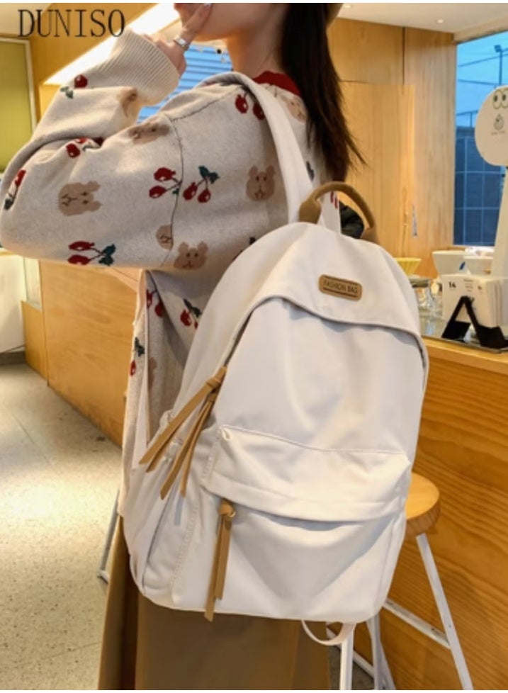 DUNISO White Backpack | New Choice for Fresh Campus Style - Image 1
