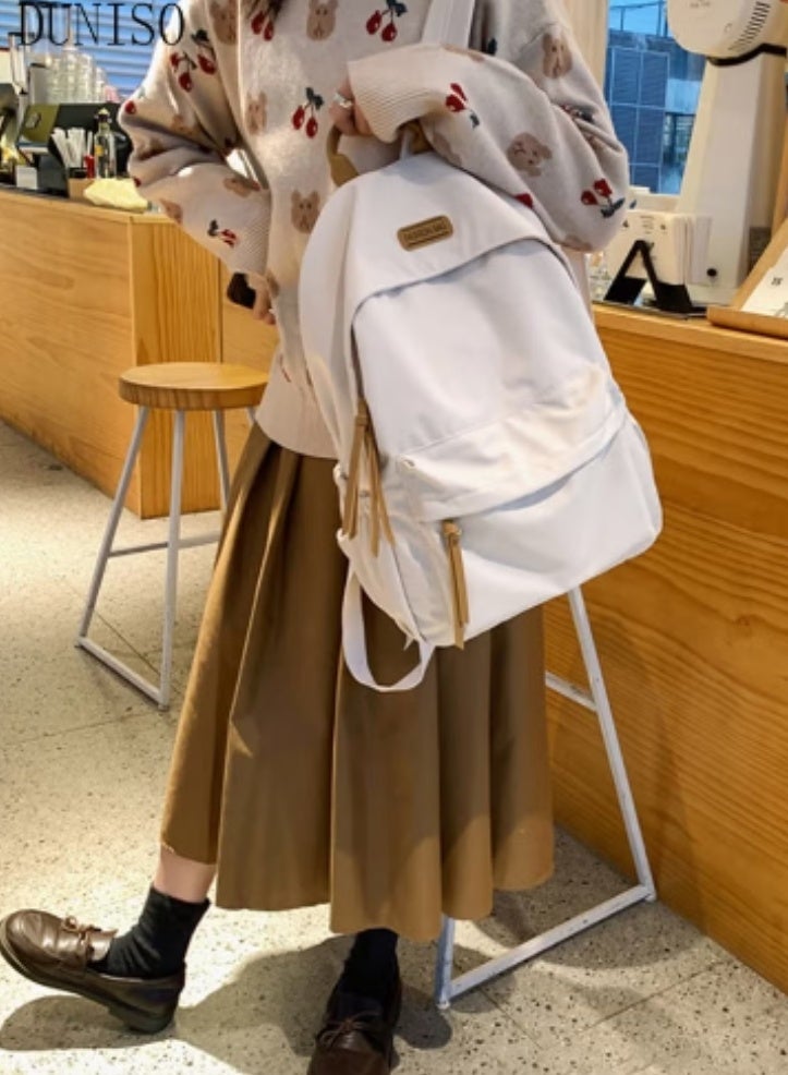 DUNISO White Backpack | New Choice for Fresh Campus Style - Image 3