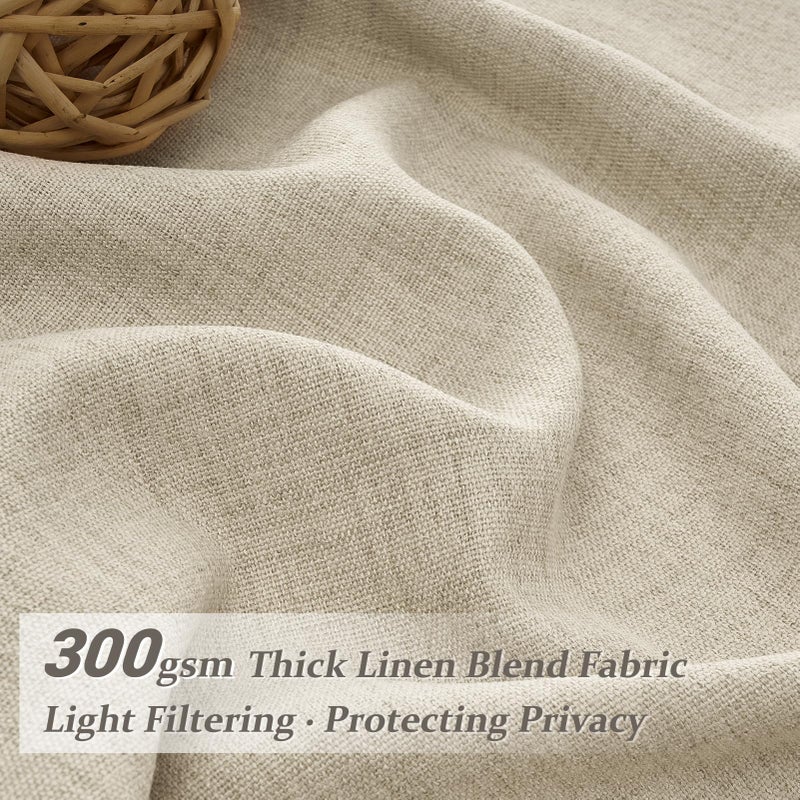 PleatedDrapes Taupe Pinch Pleated Sheer Curtains 92 Inch Curtains 2 Panels Set for Dining Room, Rustic Farmhouse Natural Linen Privacy Curtain with Ceiling Track for Sunroom 90-92 Inch Windows Drapes Warm Beige - Image 3