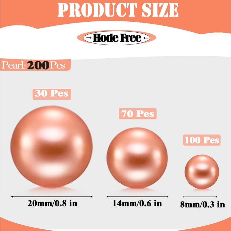 UDU 200 Pcs Vase Filler Pearl Beads No Hole Faux Polish Pearls for Centerpieces Vases Beads for Floating Candles Home Birthday Wedding Party Table Decor (Rosegold) - Image 3