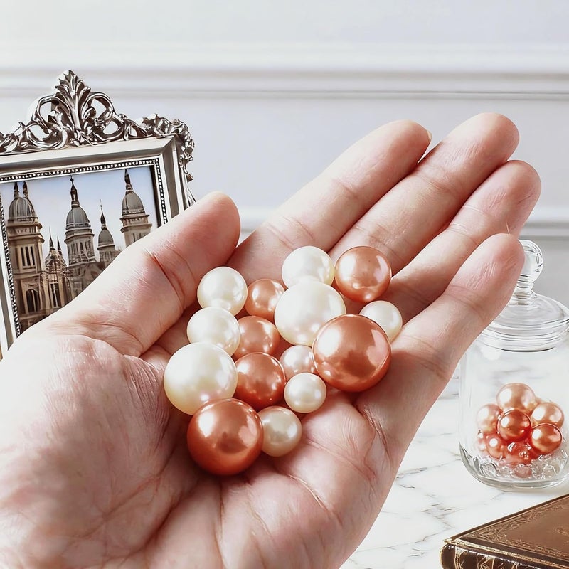 UDU 200 Pcs Vase Filler Pearl Beads No Hole Faux Polish Pearls for Centerpieces Vases Beads for Floating Candles Home Birthday Wedding Party Table Decor (Rosegold) - Image 5