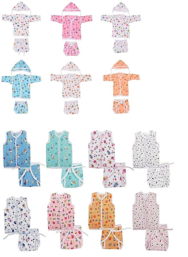 Toddylon New Born Baby Clothes Baby Boys & Girls Clothings Sets | Jhabla Set | Sando Vest | Front Open T-Shirt | Casual | Regular Fit | Sleepwear | Gift Combo (Multicolor, 0-6 Months) - Image 1