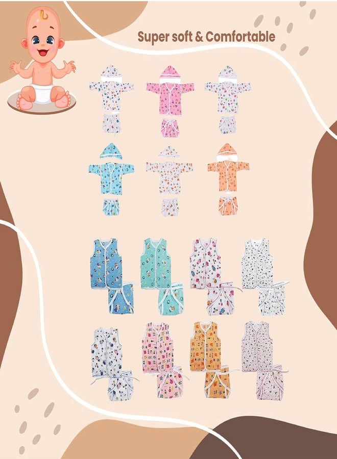 Toddylon New Born Baby Clothes Baby Boys & Girls Clothings Sets | Jhabla Set | Sando Vest | Front Open T-Shirt | Casual | Regular Fit | Sleepwear | Gift Combo (Multicolor, 0-6 Months) - Image 2