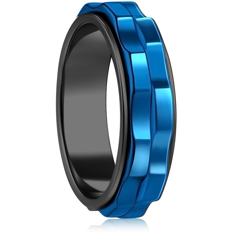 LuckyAmor Fidget Rings For Anxiety For Women Spinning Anxiety Ring Stainless Steel Two Gear Fidget Ring High Polish Anxiety Ring for Men Wedding Band Gifts Jewelry Size 610 - Image 2