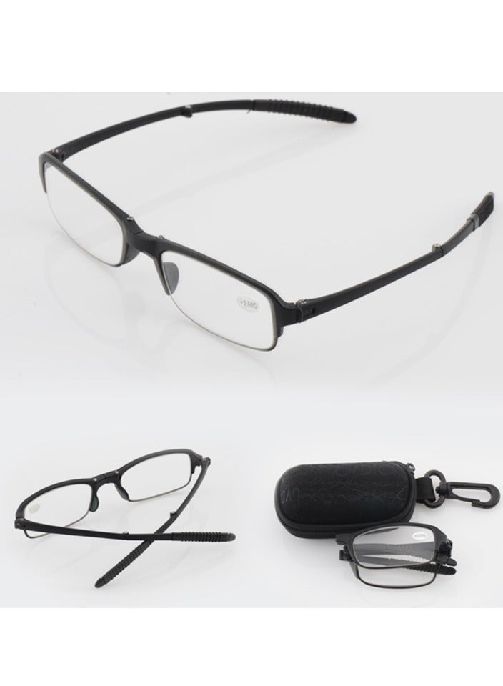 نظارات قراءة قابلة للطي +2.00D، عالية الدقة، مضادة لإجهاد العين، مناسبة للرجال والنساء، مع حقيبة تخزين باللون الأسود - Image 1
