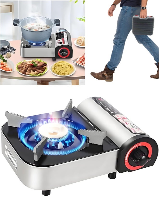 Wish Plus Camping Stove Portable Single Stove Butane for Camping, Picnics, Outdoor, Fishing, BBQ. Electronic Ignition, Brass Burner, Portable Gas Grill Mini Aluminum Material - Image 1