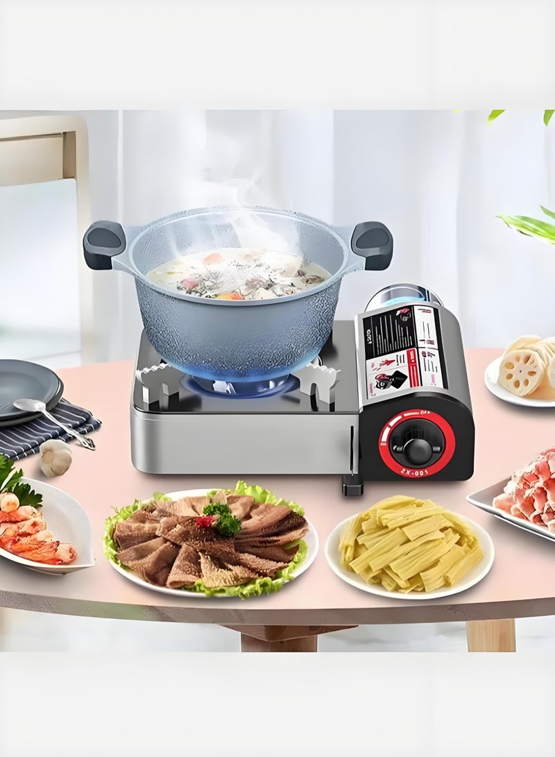 Wish Plus Camping Stove Portable Single Stove Butane for Camping, Picnics, Outdoor, Fishing, BBQ. Electronic Ignition, Brass Burner, Portable Gas Grill Mini Aluminum Material - Image 4