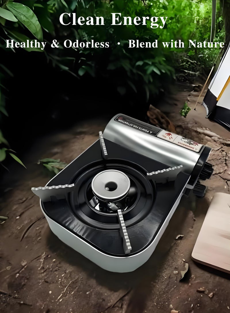Wish Plus Camping Stove Portable Single Stove Butane for Camping, Picnics, Outdoor, Fishing, BBQ. Electronic Ignition, Brass Burner, Portable Gas Grill Mini Aluminum Material - Image 3