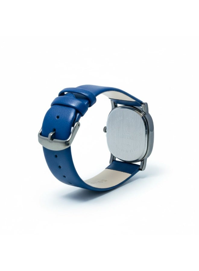 FAISTAR Azure Classic Men’s Quartz Watch Blue Dial Blue Leather Strap Stainless Steel Case Date Display Analog Wrist Watch FT430G - Image 4