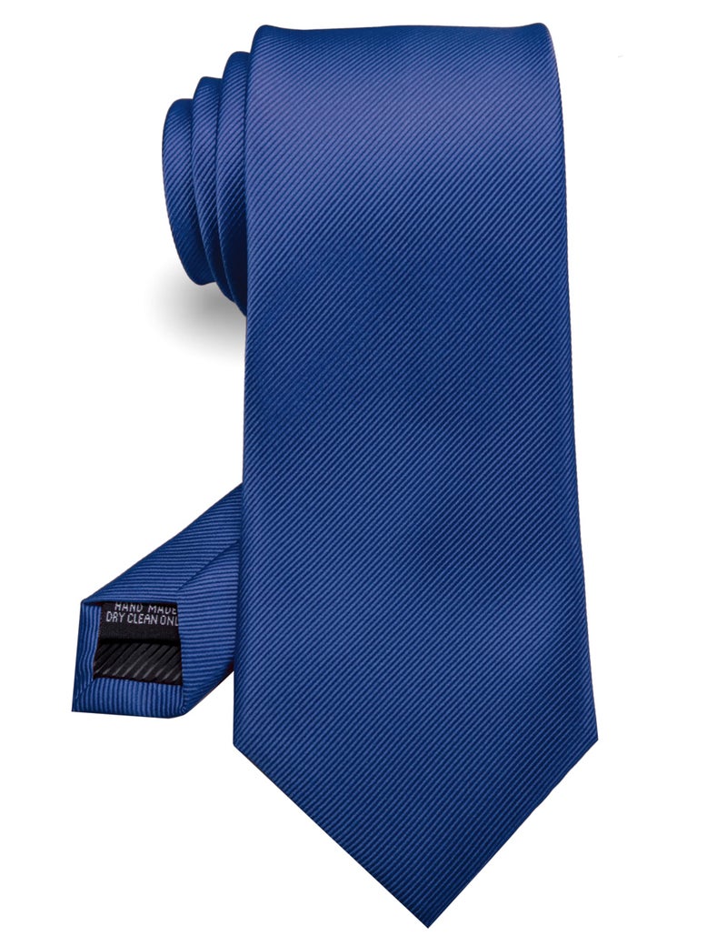 RBOCOTT Dark Blue Tie Formal Silk Necktie for Men (Dark Blue) - Image 1
