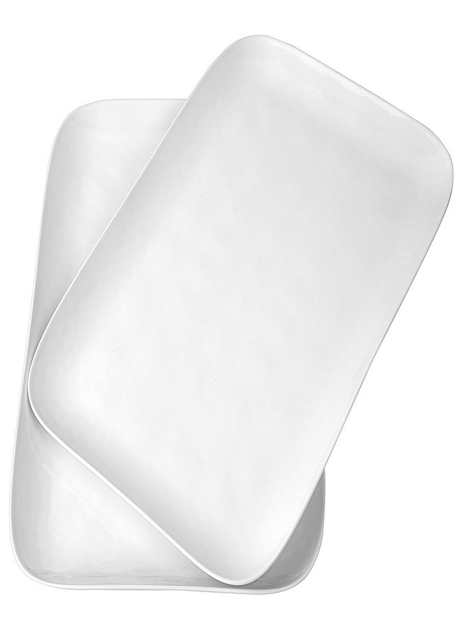 KX-WARE White Melamine Serving Trays (Set of 2) 17” x 12” | Large Reusable Rectangular Party Platters | Serve Appetizers, Fruit, Veggies, & Desserts | BPA-Free & Dishwasher Safe - Image 1