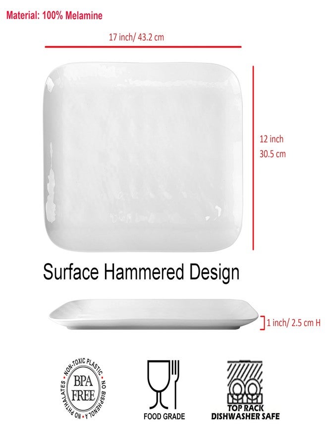 KX-WARE White Melamine Serving Trays (Set of 2) 17” x 12” | Large Reusable Rectangular Party Platters | Serve Appetizers, Fruit, Veggies, & Desserts | BPA-Free & Dishwasher Safe - Image 2