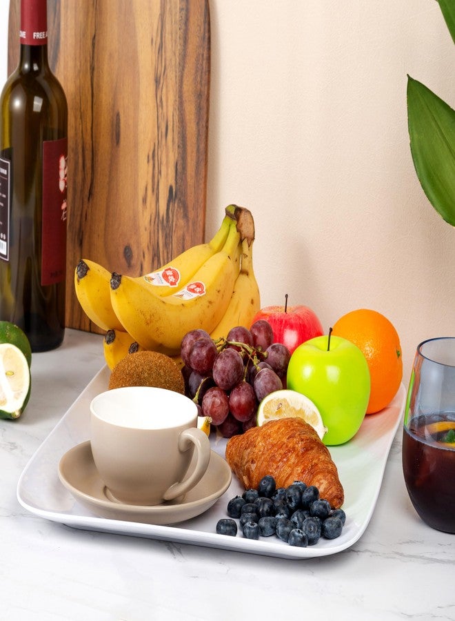 KX-WARE White Melamine Serving Trays (Set of 2) 17” x 12” | Large Reusable Rectangular Party Platters | Serve Appetizers, Fruit, Veggies, & Desserts | BPA-Free & Dishwasher Safe - Image 4