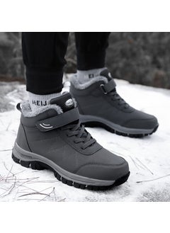 Waterproof Winter Boots Warm Fleece Lined Unisex Walking Shoes for Elderly Men And Women Anti Slip Rubber Sole Comfortable Sport Style Dark gray
