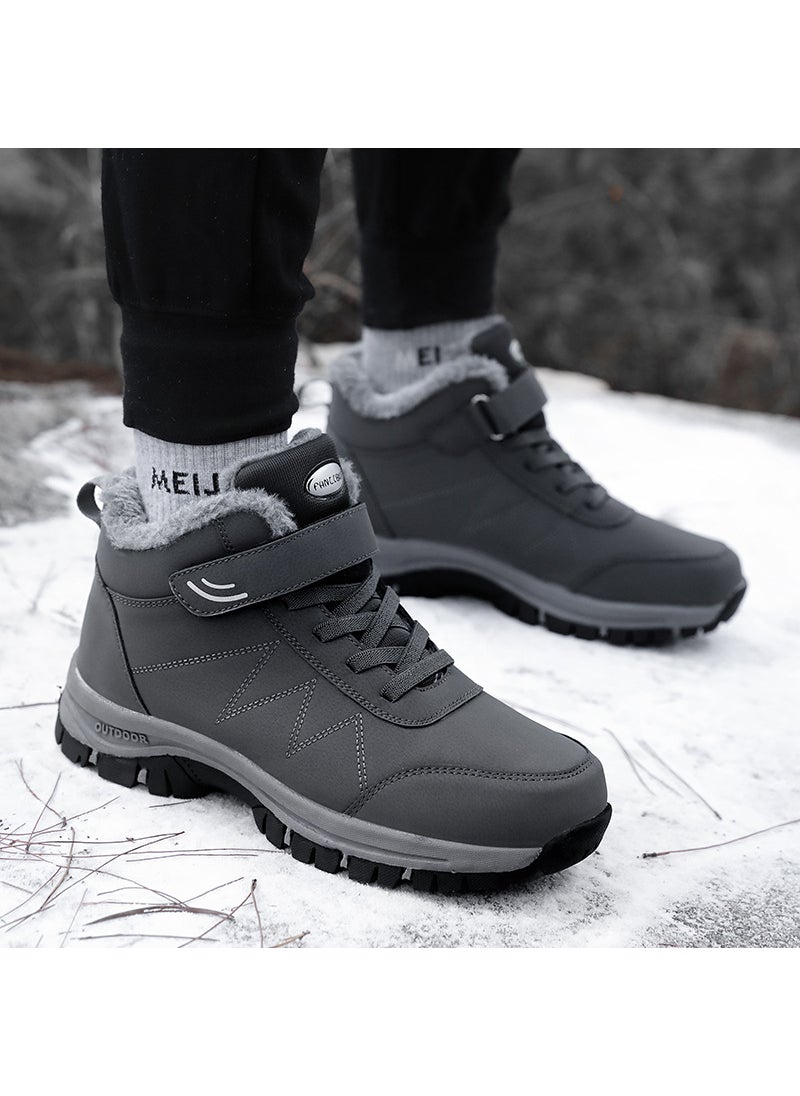 Generic - Waterproof Winter Boots Warm Fleece Lined Unisex Walking Shoes for Elderly Men And Women Anti Slip Rubber Sole Comfortable Sport Style Dark gray - Image 1
