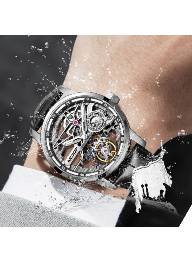 Aesop Tourbillon Skeleton Automatic Mechanical Men's Watch Waterproof Luminous Business Swiss Quality Wrisch Gift For Husband - Image 2