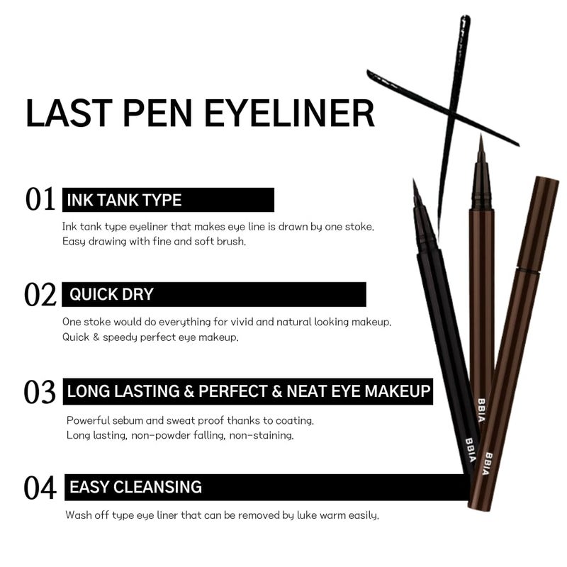 BBI@ BBIA BBIA Last Pen Eyeliner - Waterproof Liquid Pen Eye Liner Long-Lasing Quick Dry Multi-Proof Easy Drawing Ink Tank Type with Precise & Flexible Fine Brush No-Skip Korean Eye Makeup (01 SHARPEN BLACK) - Image 3